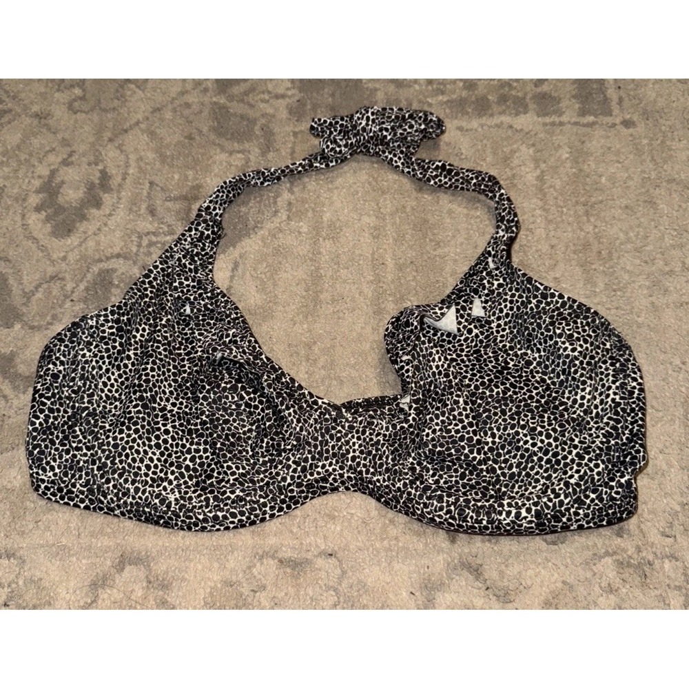 Freya Black & White Leopard-Print Halter Bikini Top